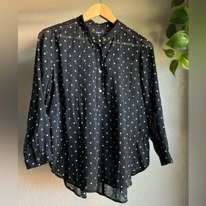 Sheer Cotton Black Polka Dot Women's Top